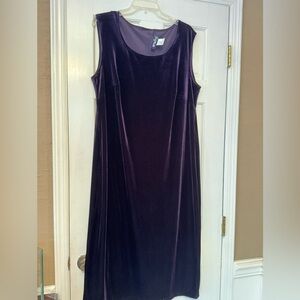 All that Jazz Dark Purple Stretch Velvet Midi Dress